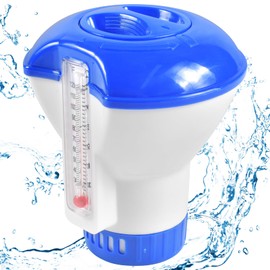 Forhome 5 Inch Large Dosing Float, Chlorine Dispenser with Thermometer 20-200 g, Chlorine & Bromine Tablets Adjustable Container, Pool Accessories for Large and Small Pools, Whirlpool