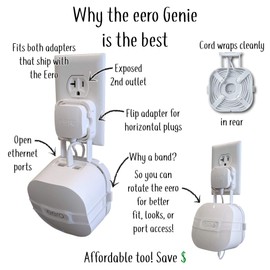 The Eero Genie para eero 6+, eero 6 y malla Wi-Fi: soporte para toma de corriente de pared | perfil más bajo | acceso abierto | múltiples opciones de instalación | salidas horizontales | ¡Ganador del