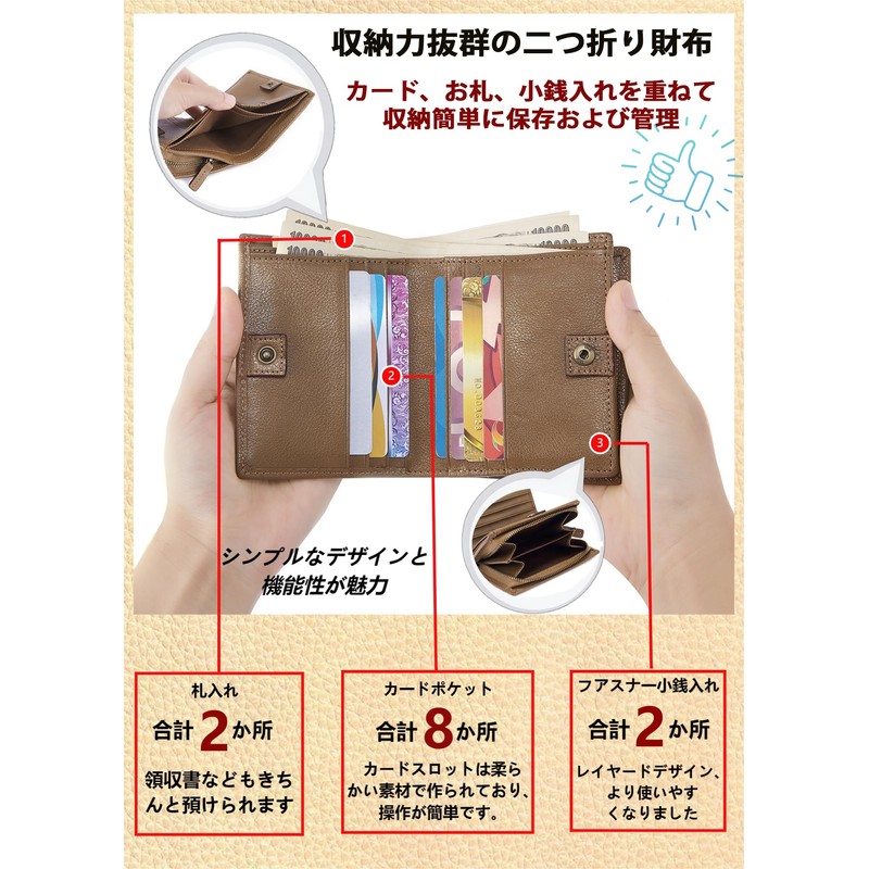 [Elegant Life] Genuine Leather Wallet, Natural Cowhide Leather Wallet, Men's,