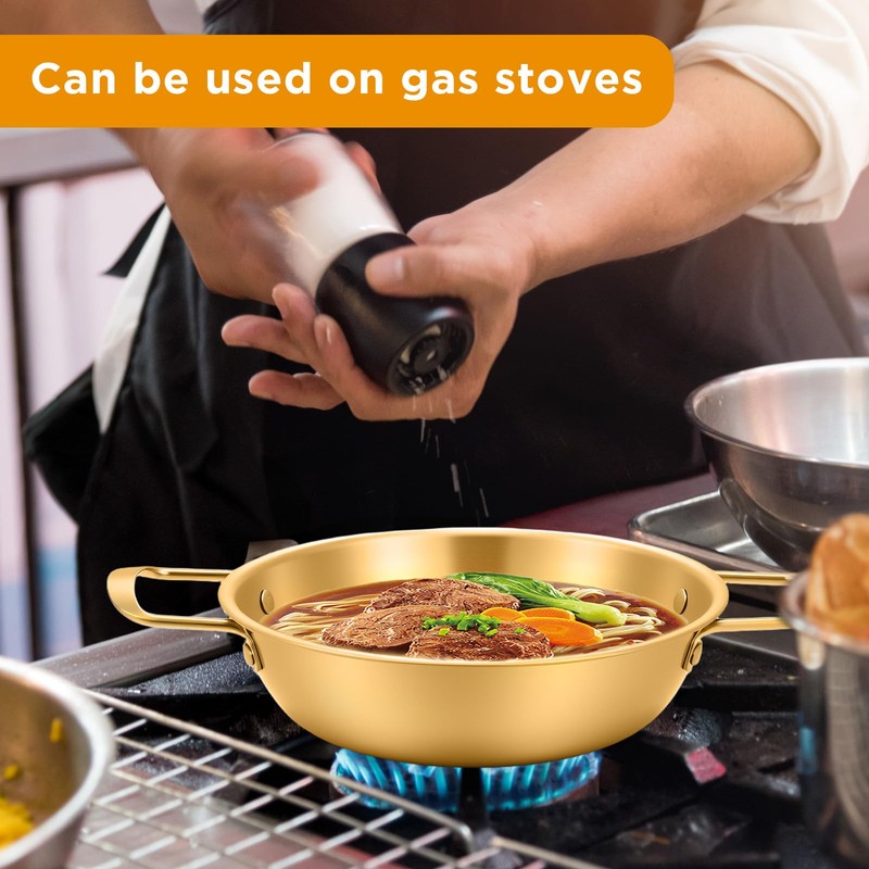 4-Piece Korean Ramen Pot for Stove, Stainless Steel Korean Noodle