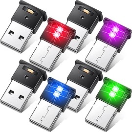 Mini USB LED Light, RGB Car LED Interior Lighting DC 5V Smart USB LED Atmosphere Light, Laptop Keyboard Light Home Office Decoration Night Lamp, Adjustable Brightness, 8 Colors (8 Pieces)