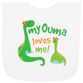 inktastic My Ouma Loves Me Grandson Dinosaur Baby Terry Cloth Bib White 465d4