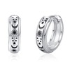 Sun Star Moon Earrings 925 Sterling Silver Galaxy Celestial Huggie
