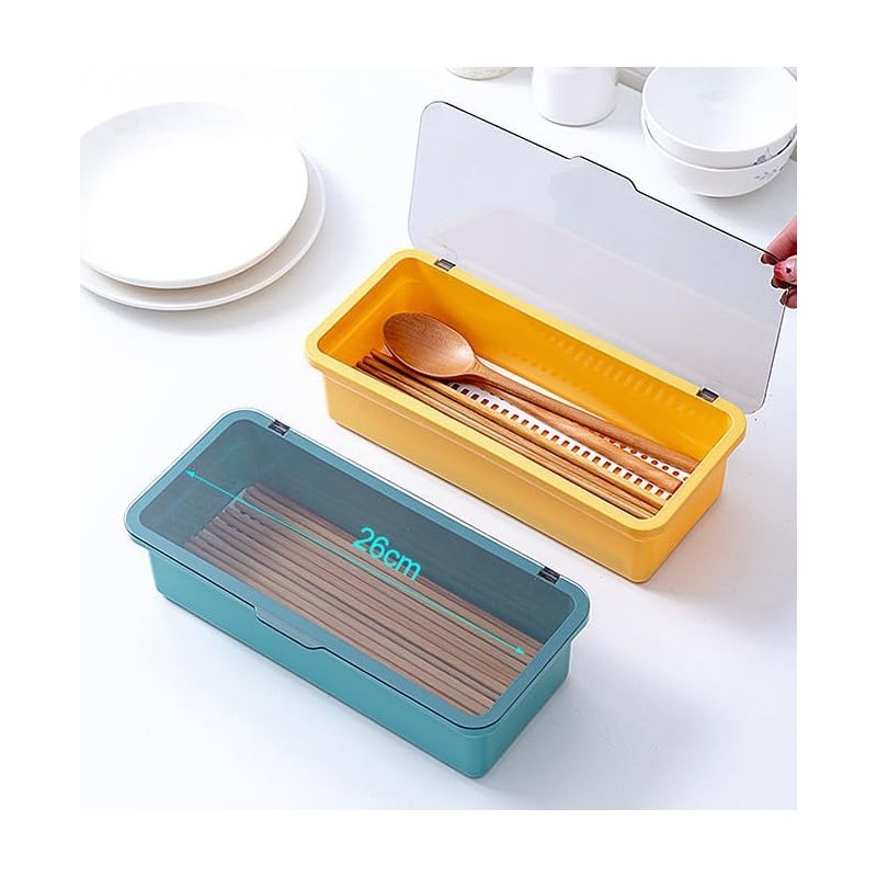 Plus Nao Cutlery Case, Organizer, Storage Box, with Lid, Drainer,