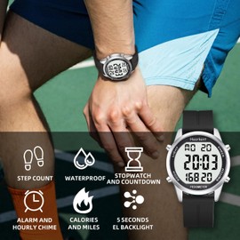 Hearkent Pedometer Watch, Step Counter, Easy to Operate, for Elderly (Green)