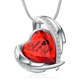 Minicremation Jewellery for Ashes Pendant - Crystal Heart Urn Necklace with Mini Keepsake Urn Memorial Ashes Jewellery (Red Forever), Stainless Steel