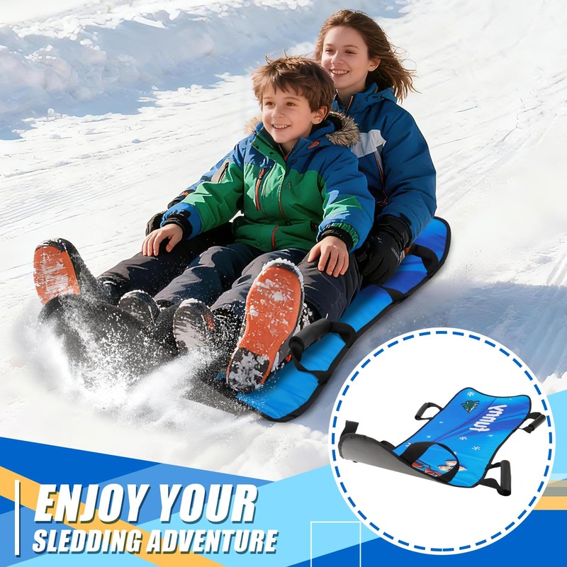 45" Large Foldable Snow Sled，Rolled Up Portable Snow Sleds for