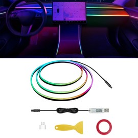 FIVAVA Ambient Lighting Car, LED Interior Lighting for Car with 220 Dynamic Modes and 16 Million Colour Combinations, 110 cm Light Strip Supports Bluetooth Control