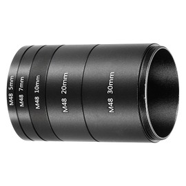 PATIKIL 5/7/10/20/30mm Telescope Extension Tube with M48 x 0.75mm Screw on Both Sides Aluminum Alloy Lens Adapter Ring Camera Eyepiece Accessories 5 Pack Black