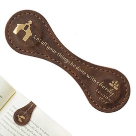 ABTOLS Christian Magnetic Bookmarks, Vintage Leather Magnetic Bible Bookmarks Inspirational PU Leather Magnetic Scripture Bookmarks Brown Religious Book Markers for Book Lovers Readers