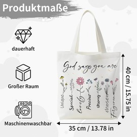 Jute Bag, 40 x 35 cm, Ideal for Church, Prayer and Everyday Life, Reusable Shopping Bag for Christian Gifts, Foldable Canvas Bag, Washable, Cotton Bag, Lightweight as a Gift for Women