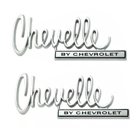 Rear Deck Trunk Lid Emblem Badge Replacement for 1970 Chevelle by 2pcs (Chrome Black)