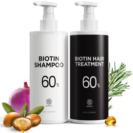 Tripeptide-Infused Hair Growth Biotin Shampoo and Conditioner Set, Onion Anti-Loss Volumizing Moisturizing Treatment for Soft Shine Hair, Rosemary Clarifying Dandruff Shampoo for Women Men, 2 x 16.9oz
