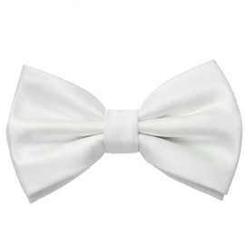 MASADA Men's Bow Tie Silk Look Fully Adjustable Handmade Hook Closure 12 x 6 cm 100% Polyester, White