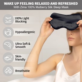 ZIMASILK 100% 22 Momme Pure Mulberry Silk Sleep Mask,Filled with 100% Mulberry Silk，Silk Wrapping Strap- Super Soft & Comfortable Sleep Eye Mask for Sleeping (Black)