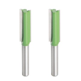 Aopin Router Bit 3/8" Cutting Dia 6mm Shank Dia Double Flute Straight Bit Carbide for Woodworking Milling Cutter Tool, Green, Silver, 2Pcs