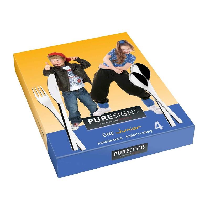 Puresigns One Junior Cutlery Set Stainless Steel Polished Silver 4-Piece