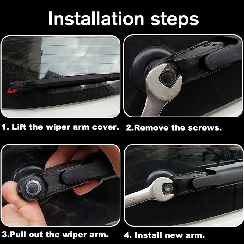 Ruolin Car Rear Windscreen Wiper, Black, Replacement Rear Wiper Arm