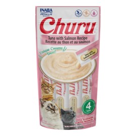 Snack Para Gato Cremoso Inaba Churu Atún Y Salmón 14 Gr