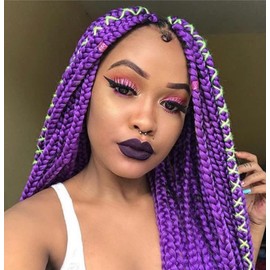 Dark Purple Braiding Hair Extensions for Box Twist Braids Crochet Hair High Temperature Synthetic Fiber Single Solid Color for Women 24 Inches 100g/bundle (3 Bundles/Pack,Dark Purple)
