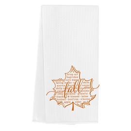 WINGTECA Maple Leaves Fall Kitchen Towels Fall Kitchen Decor for Home Seasonal Autumn Thanksgiving Harvest Gifts Waffle Weave Dish Tea Hand Towels for Farmhouse Kitchen Bathroom 14 x 23 Inches