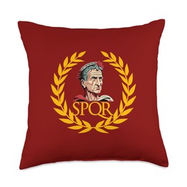 Emperor Caesar Of Roman Republic SPQR With Laurel Wreath Throw Pillow