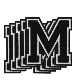 5pcs Letter Patches Iron on & Sew On, 3.14 Inch Embroidery Decorative Alphabet Applique Patches Iron On Letter for Clothing Jackets Jeans Handbags Backpacks Hats DIY Crafts(M)