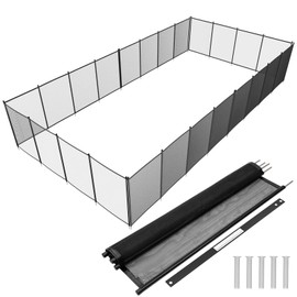 VINGLI 4Ft x 12Ft Black Pool Fence Swimming Pool Fence in Ground Pool Safety Fencing