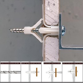 DC VOLTAGE Plasterboard Fixings, 50 Pcs Wall Plugs, Universal Plasterboard Plugs with Screws, Drywall Cavity Wall Fixings, Heavy Duty Anti-Rotational Expansion Tube Plasterboard Screws