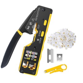 RJ45 Crimp Tool Pass Through Cat5e Cat6 Ethernet Crimping Tool All-in-one Crimper Cable Stripper Cutter For RJ45 Connectors And RJ11/RJ12 Standard Data Cable Plugs