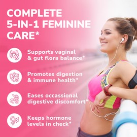 Vitalibre Probiotics for Women 100 Billion CFU 15 Strains, Daily Probiotic & Prebiotic Supplement with Organic Cranberry to Support Vaginal, Digestive, Immune Health, Shelf Stable, 30 Vegan Capsules