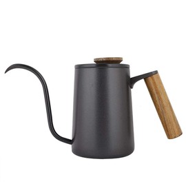 Fdit 600 ml Fashion Stainless Steel Handle Drip Coffee Pot Long Gooseneck Spout Kettle Reusable Packaging socialme-eu(Black)