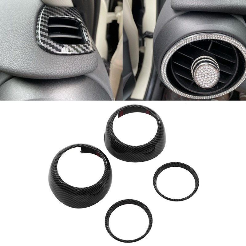 4pcs Carbon Fiber Style Door Midrange Speaker Cover Trims for