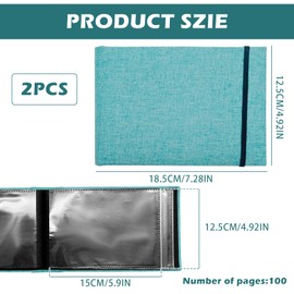 Mritrit 2 Pieces Small Photo Albums 6x4 Slip in 200 Photoes, 7.28x4.92in Mini Memories Linen Cover Postcard Photograph Album Book for Kids Travel Holiday (Blue)