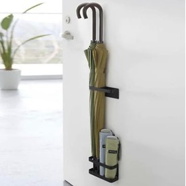 Badeamt Berlin - Umbrella Holder Wall Mounted Umbrella Stand No Drilling Height Adjustable Metal (Black)