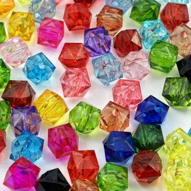 100pcs 12mm Acrylic Cube Beads Square Faceted Acrylic Beads with Hole Plastic Spacer Beads for Bracelets Necklace Earring Making Supplies(Mix Colors)