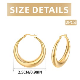 FDCGAS Earrings - 1 Pair of Hoop Earrings for Women, Hypoallergenic Hoop Earrings, Silver Earrings, Gold for Women and Girls, Metal