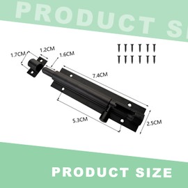 MUNEK 2 Pcs Door Latch Lock Slide Bolt,3 Inch Security Sliding Latch Lock,Door Latch Lock Slide Bolt,Barrel Bolt Lock with 12 Screws Black