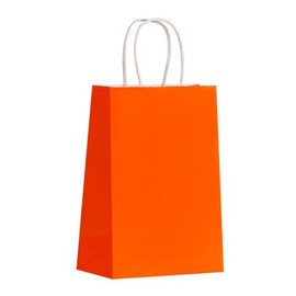 Matissa Pack of 6 Vertical Paper Gift Bags plain color 9" x 6" x 3" (21 x 15 x 8 cm) (Orange)