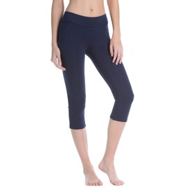 Fishers Finery Women's Ecofabric Classic Athletic Workout Yoga Capri (Navy, S)