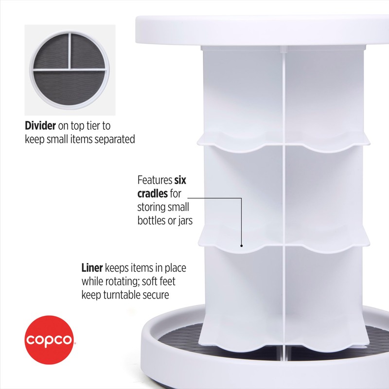 Copco White and Gray 2 Tier Vitamin Turntable with 6