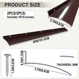 2PCS 40inch Brown Door Rain Drip Guard for Windows Drip Cap Rain Deflector Anodized Aluminum Easy to Install