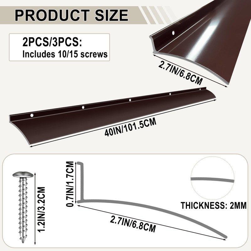 2PCS 40inch Brown Door Rain Drip Guard for Windows Drip