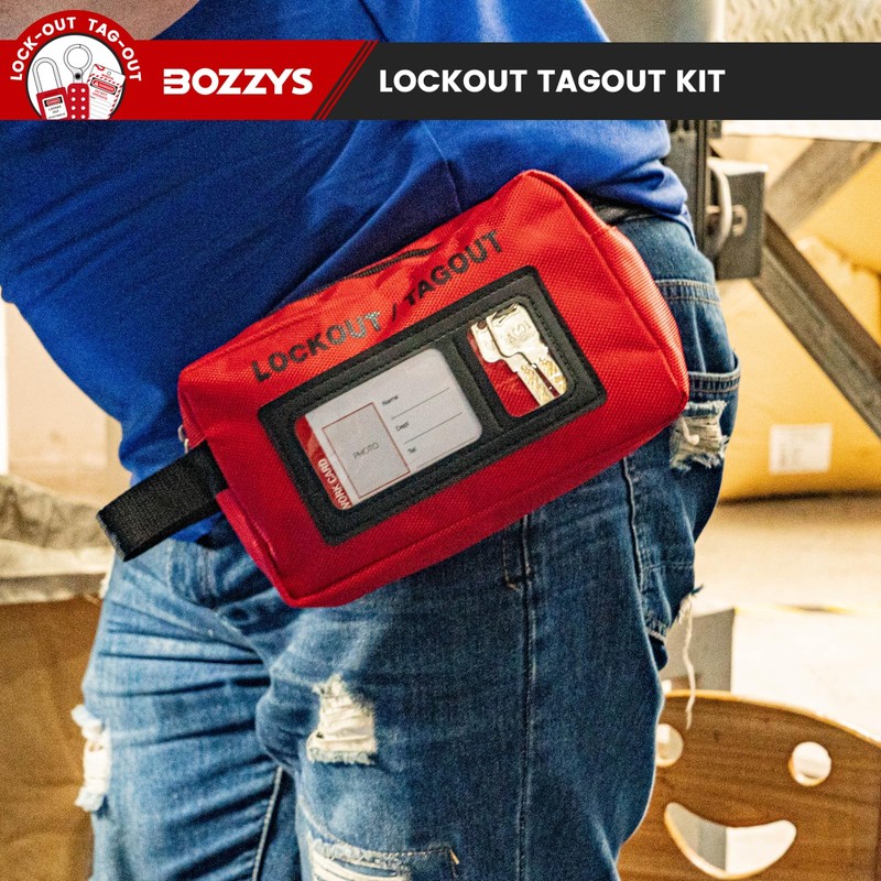 BOZZYS Portable Lockout Tagout Kit - 27 Pack OSHA Compliant