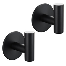 Tecmolog SBH235B-2 Stainless Steel Wall Hook Towel Rail Black (Pack of 2)