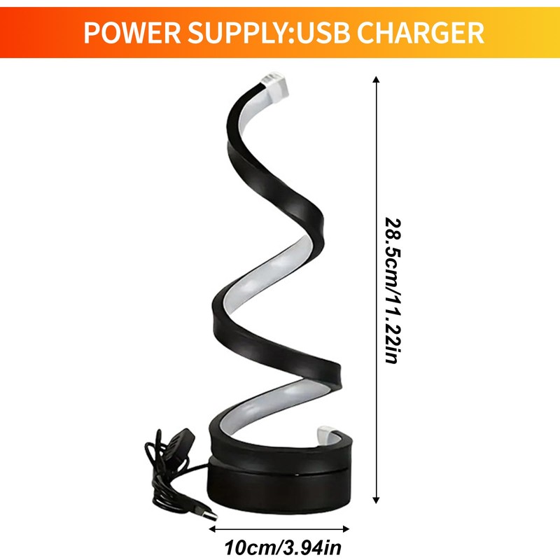 Spalivivre Pack of 2 Modern LED Spiral Table Lamp, Dimmable