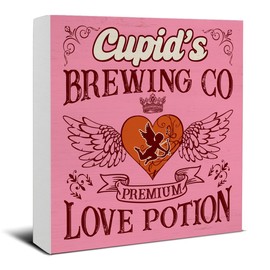 Funny Valentines Sign Decor Love Potions Wood Block Sign Home Kitchen Dinning Room Desk Table Shelf Decor Romantic Gift