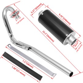 HAUERTZX 28mm Big Bore Muffler Exhaust Silencer Pipe Head Assembly for CRF50 XR50 70cc 110cc 125cc SDG SSR Taotao Atomik Thumpstar Roketa Coolster Apollo Pit Dirt Bike High Performance Parts (Black)
