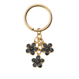 Yeeyeow Double-sided Flower Keychain,Cherry Blossom Bag Charm Keychain for Women Gifts Purse Bag Accessories（Black）