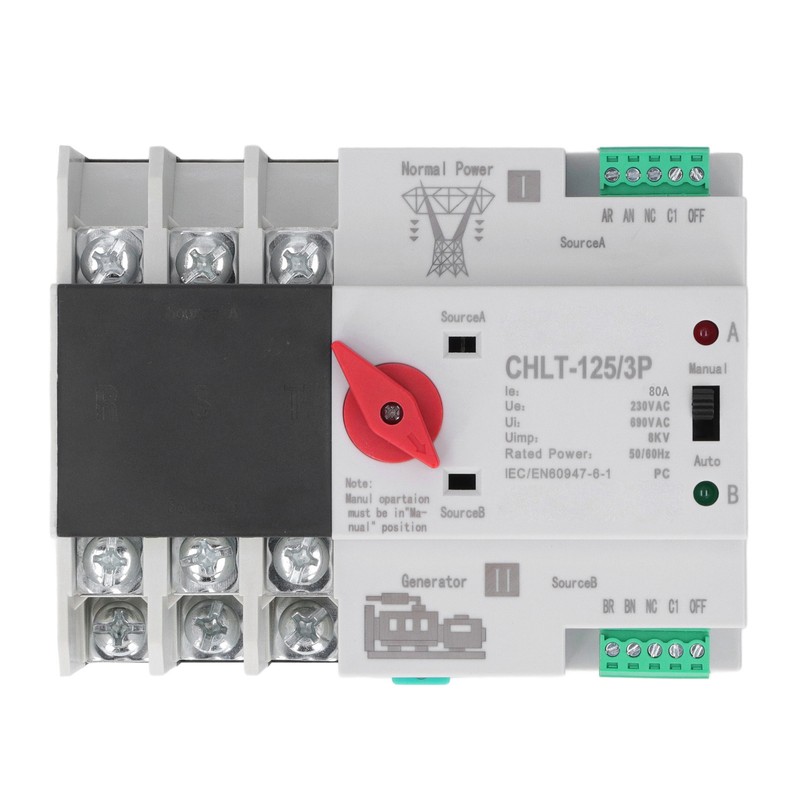 3P Dual Power Automatic Transfer Switch Uninterrupted Flame Retardant Electrical